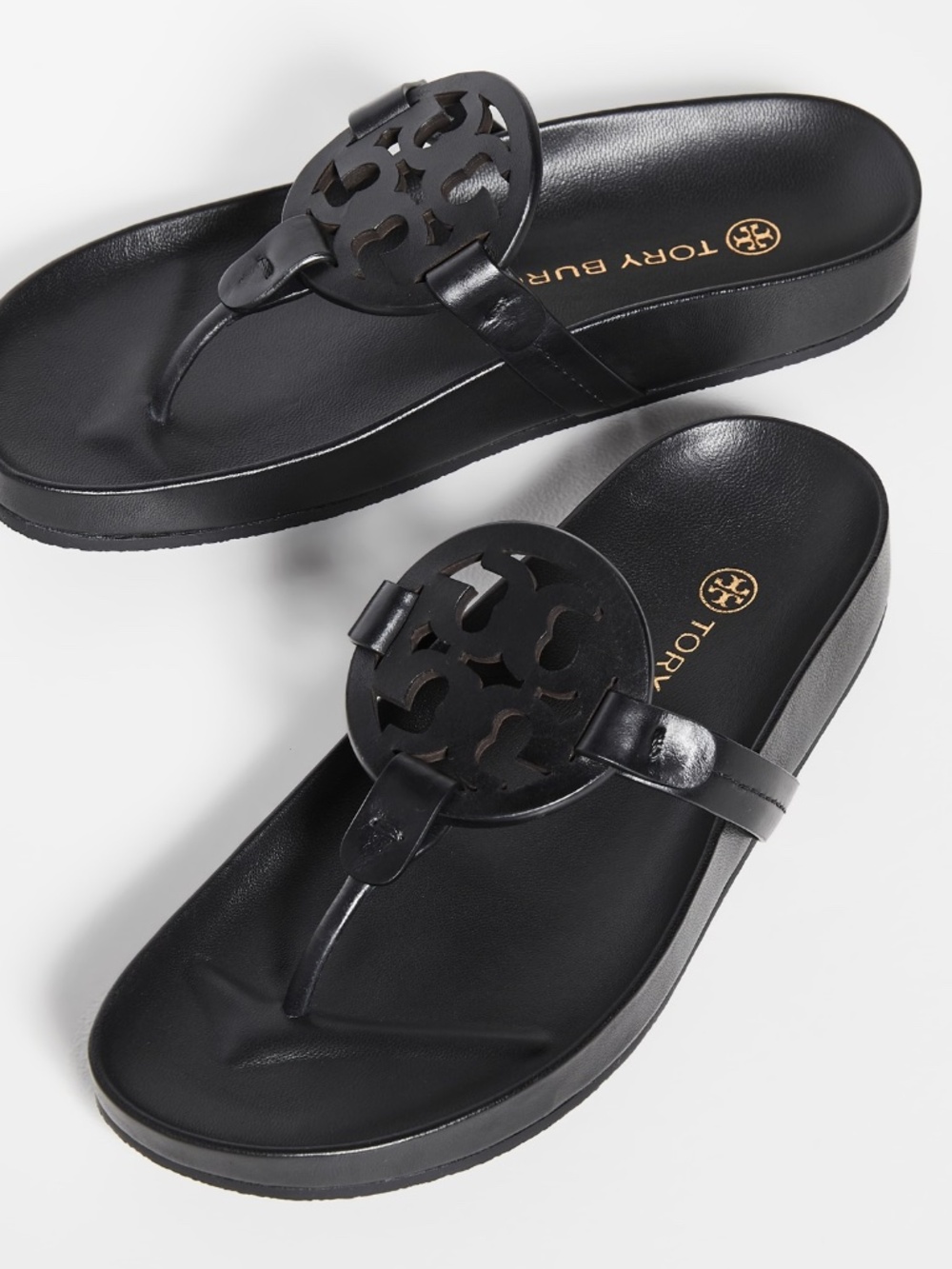 Tory Burch Women's Miller Cloud Leather Sandal - Black - Picture 2 of 8